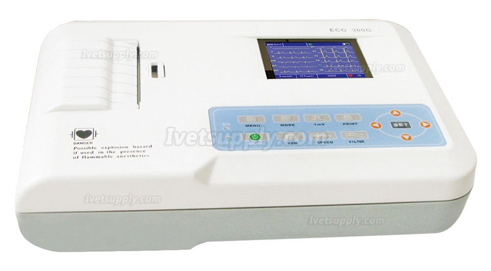 Veterinary ECG300G-VET Digital 3-Channel 12 Leads Electrocardiograph ECG /EKG