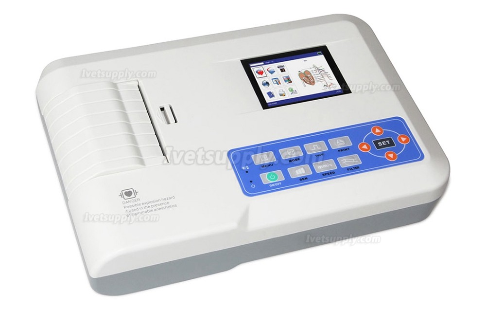 Veterinary ECG300G-VET Digital 3-Channel 12 Leads Electrocardiograph ECG /EKG