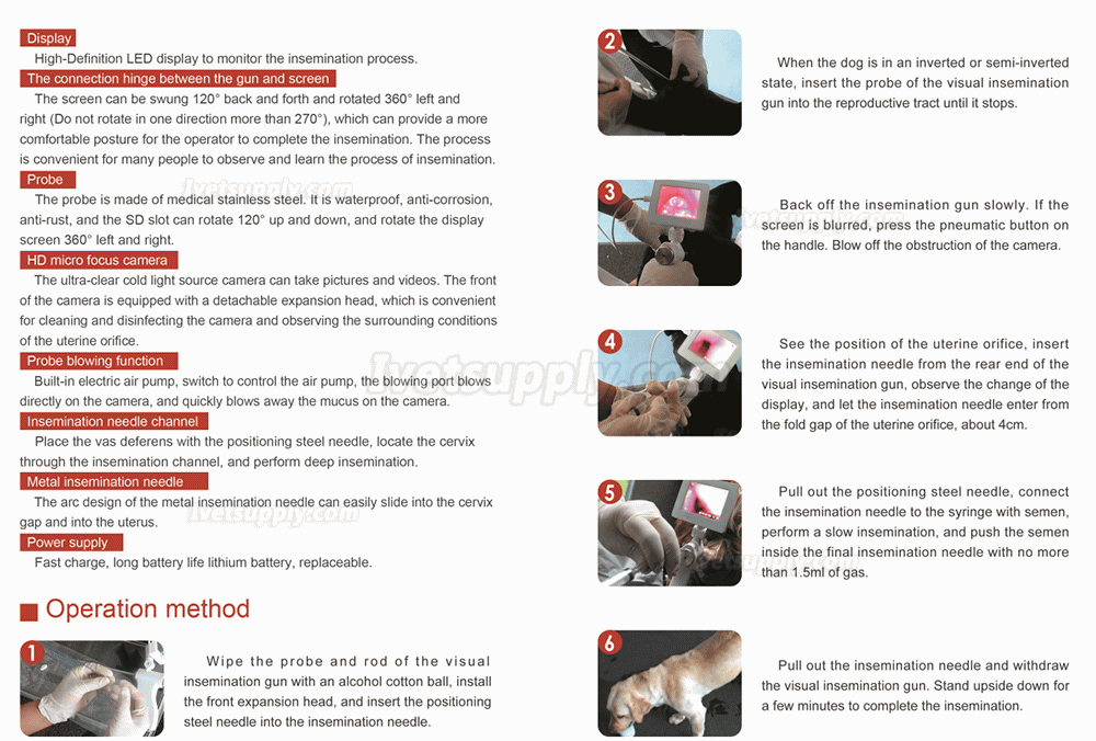 Vet Portable Handheld Digital Artificial Insemination Gun with Endoscope Vet Portable Handheld Digital Artificial Insemination Gun with Endoscope