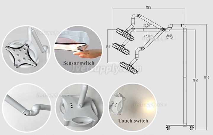 Micare JD1700L Veterinary LED Minor Surgical Lamp Shadowless Light Operation Lamp Micare JD1700L Veterinary LED Minor Surgical Lamp Shadowless Light Operation Lamp
