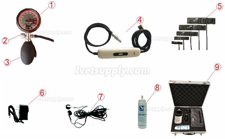 JNR DS-200 Veterinary Doppler Blood Pressure Meter Kit Animal Doppler Sphygmomanometer