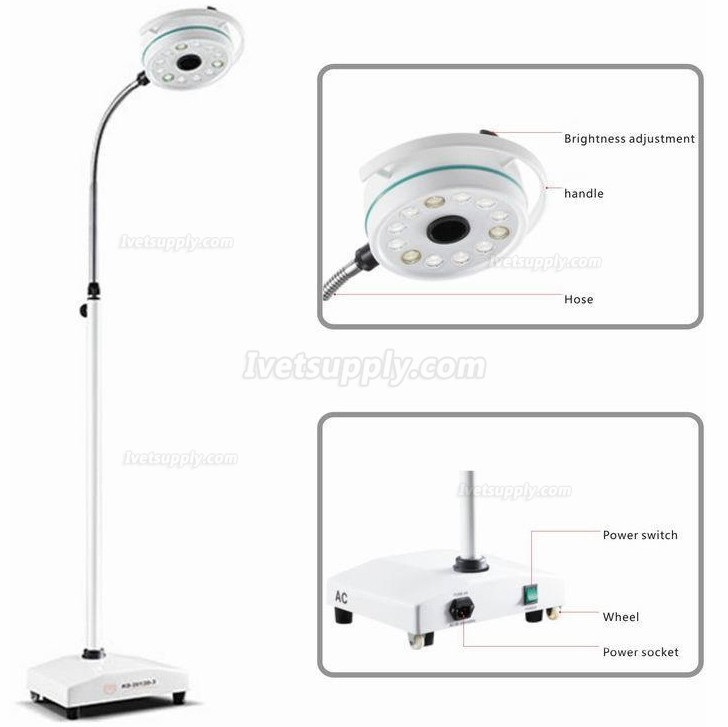 KWS® KD-2012D-3 Veterinary Surgical LED Shadowless Lamp (With Base, Stand Type)