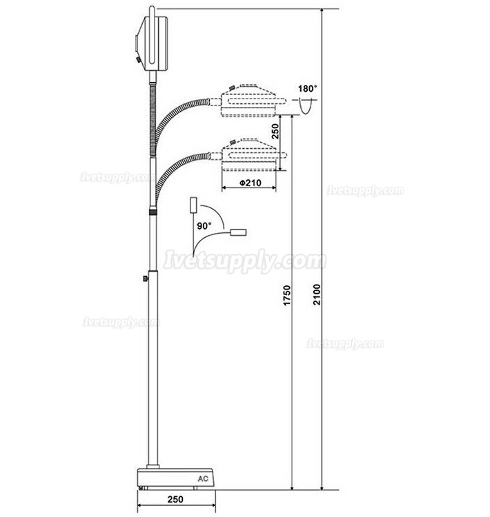 KWS® KD-2012D-3 Veterinary Surgical LED Shadowless Lamp (With Base, Stand Type)