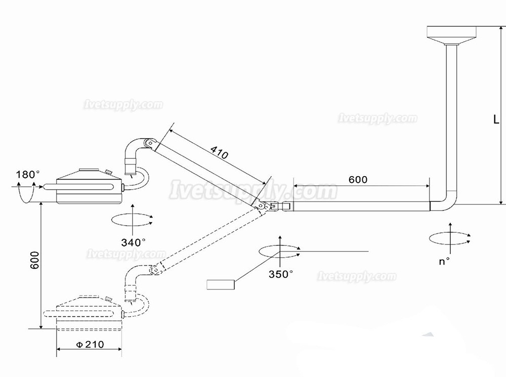 KWS KD-2012D-3C 36W LED Veterinary Surgical Lighting CE Ceiling Mounted
