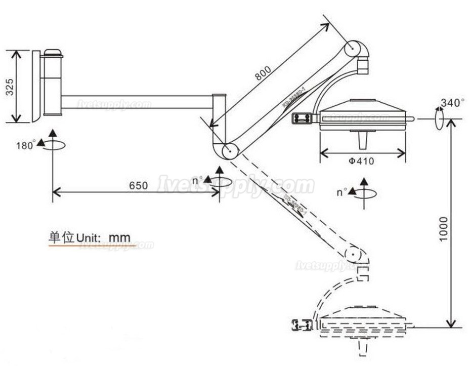 KWS KD-2036D-1 108W Wall Hanging Veterinary Surgical Shadowless Light