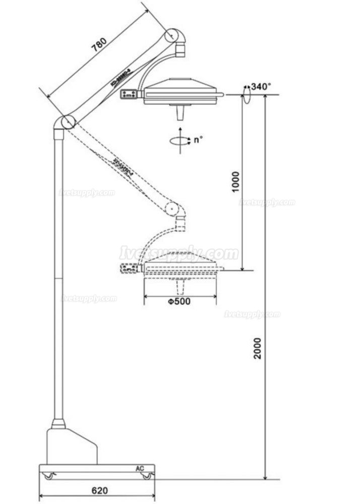 KWS KD-2036D-3 108W LED Veterinary Surgical Shadowless Light