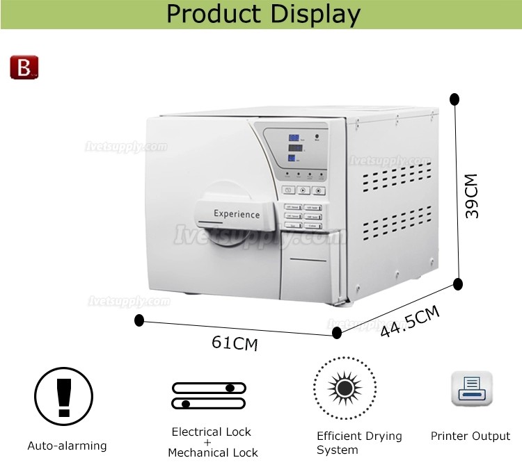 Veterinary 8-23L Mini Autoclave Sterilizer Vacuum Steam With Printer