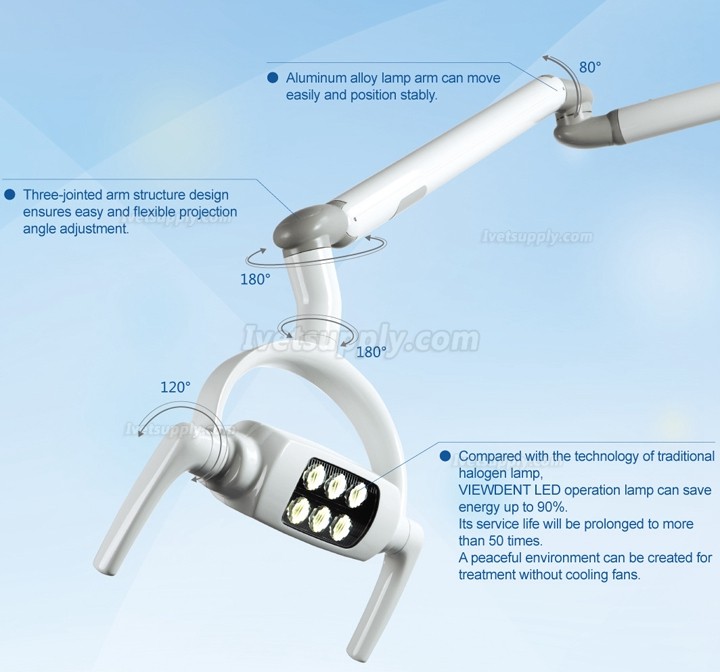 Veterinary Operating Lamp 6 LED Lens Ceiling-mounted Type With Arm Veterinary Operating Lamp 6 LED Lens Ceiling-mounted Type With Arm