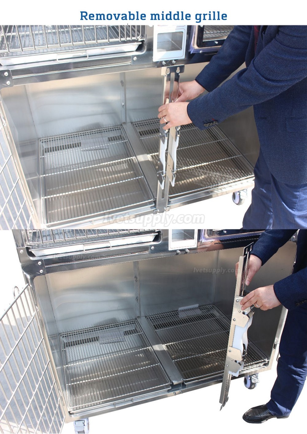 Veterinary Hospital Stainless Steel Oxygen Chamber Cage Animal Hospitalization Cage - 4 Units