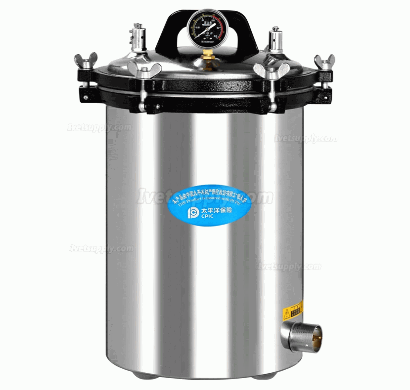 Veterinary Portable Pressure Steam Autoclave Sterilizer 18/24L (Electric or LPG heated )