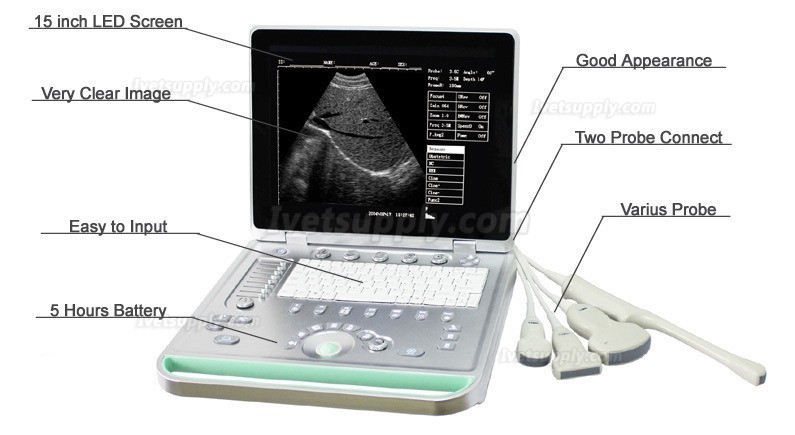 Sonostar V-9 Portable Vet Ultrasound Scanner Veterinary Ultrasound Machine with Micro Convex Probe