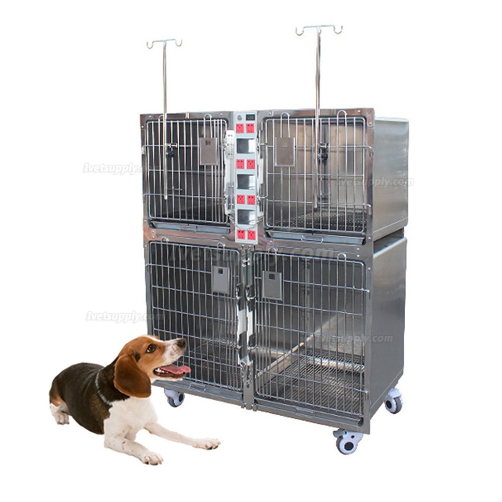 Veterinary Cage Banks Stainless Steel Animal Hospitalization Cage Veterinary Oxygen Cage- 4 Units