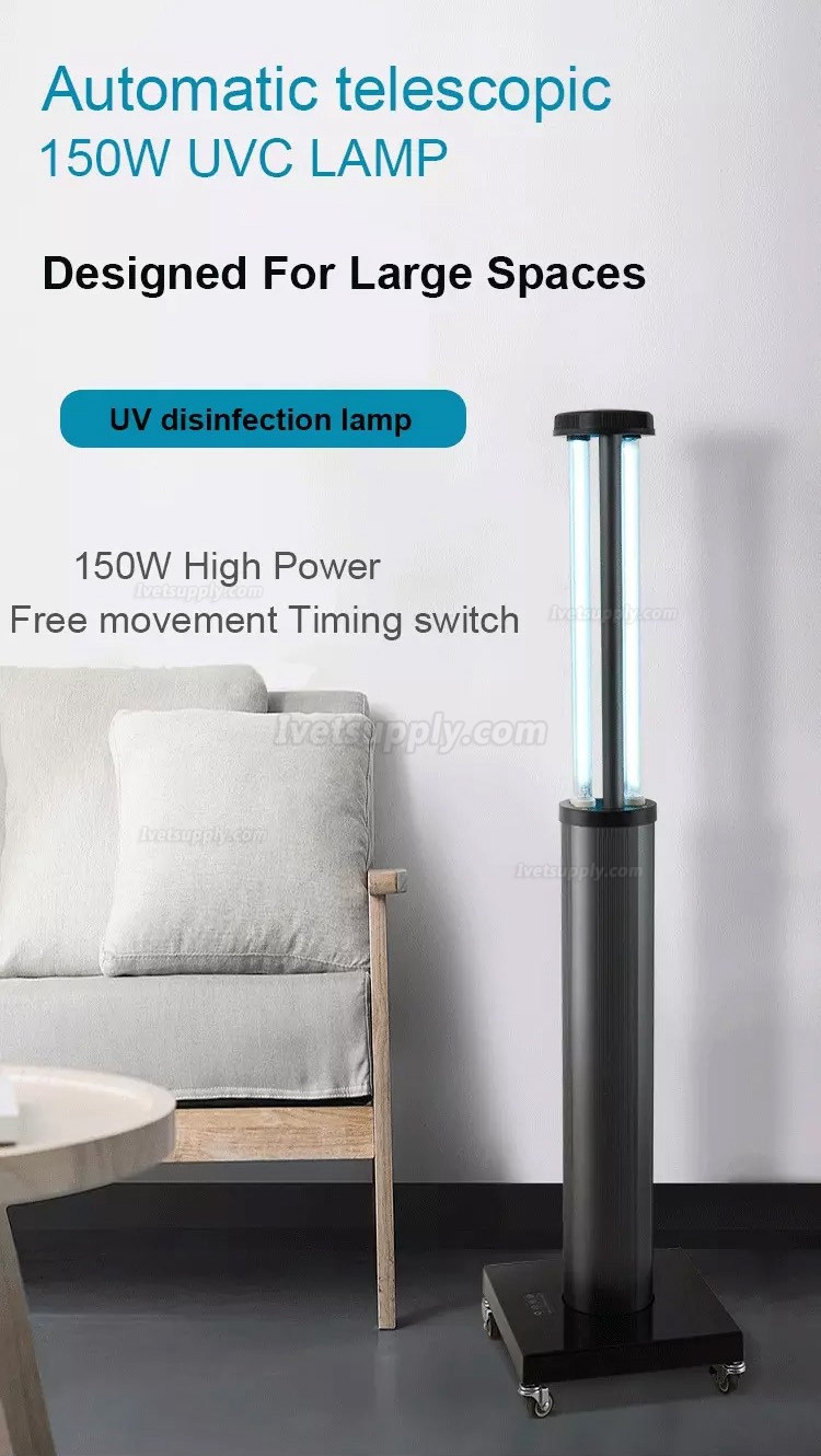 150-200W UV+ Ozone Sterilizer Lamp Automatic Telescopic Disinfection Light Human Body Induction with Wheels