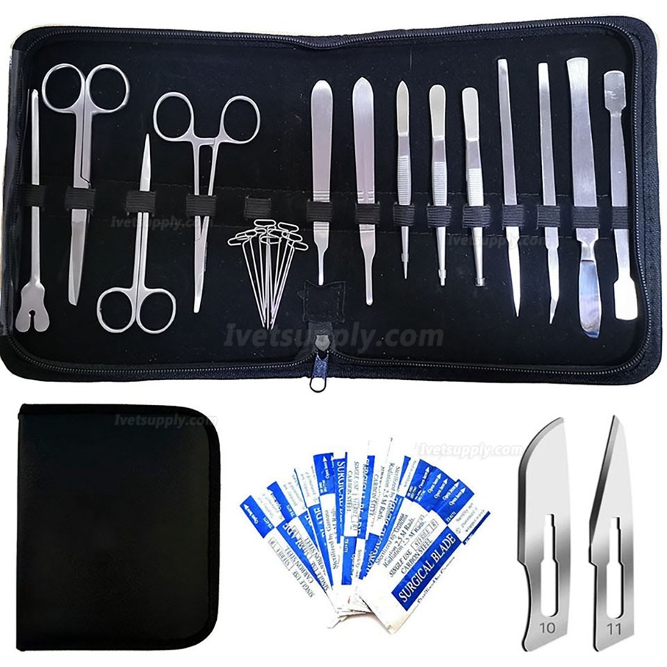 34pcs Scalpel Tool Set Stainless Steel Dissection Scissors Anatomical Tweezers Needle