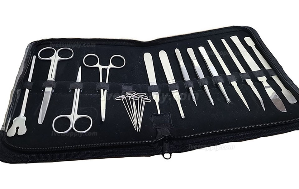 34pcs Scalpel Tool Set Stainless Steel Dissection Scissors Anatomical Tweezers Needle