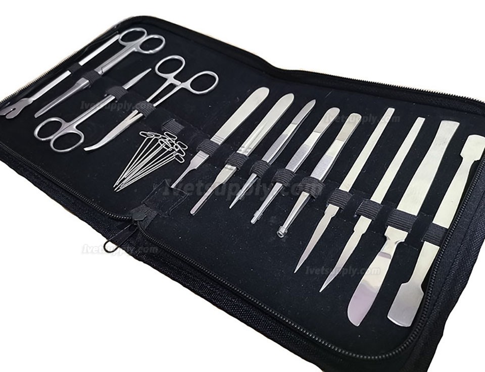 34pcs Scalpel Tool Set Stainless Steel Dissection Scissors Anatomical Tweezers Needle