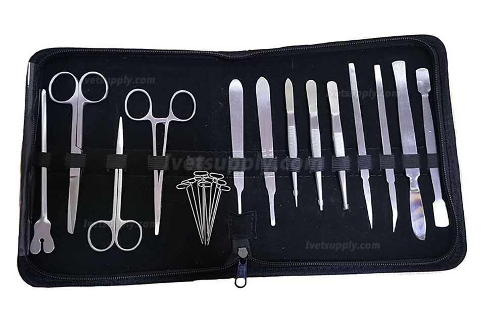 34pcs Scalpel Tool Set Stainless Steel Dissection Scissors Anatomical Tweezers Needle