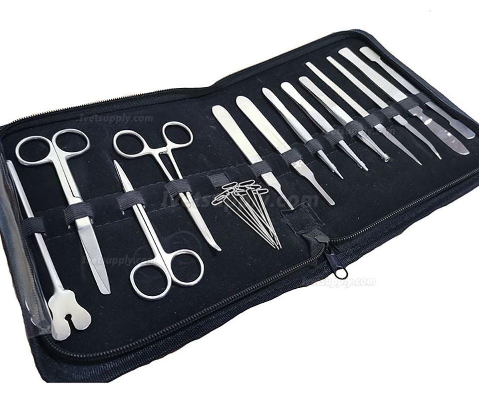 34pcs Scalpel Tool Set Stainless Steel Dissection Scissors Anatomical Tweezers Needle