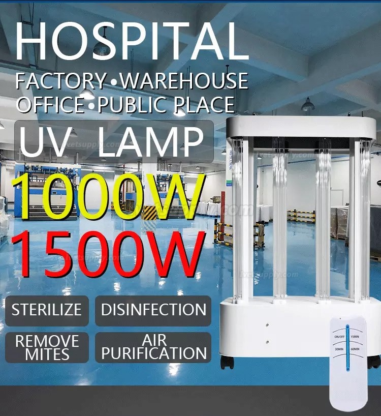 1000-1500W Professional Ultraviolet Ozone Sterilization Trolley UVC Light Sterilizer Lamp 