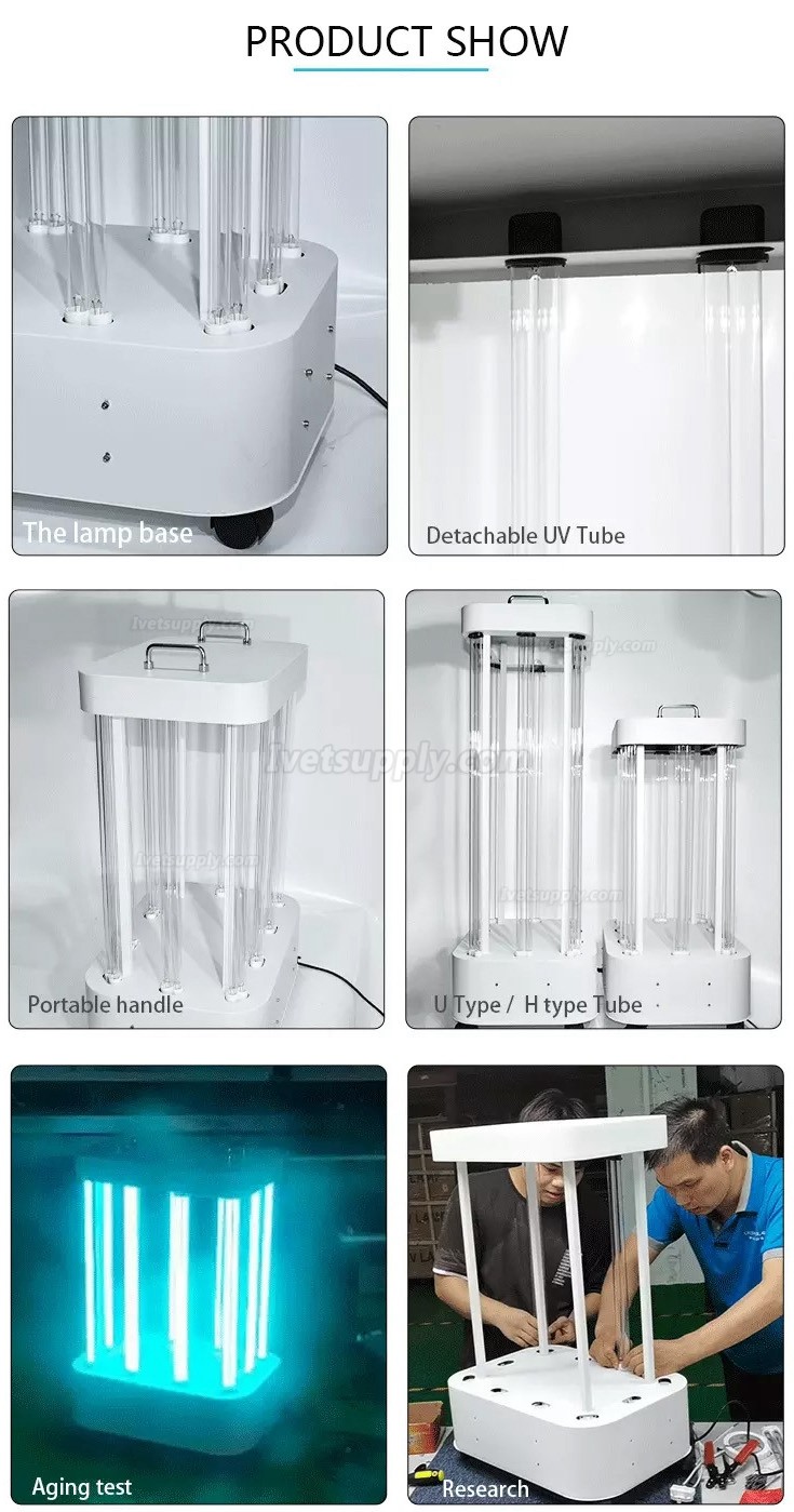 1000-1500W Professional Ultraviolet Ozone Sterilization Trolley UVC Light Sterilizer Lamp 