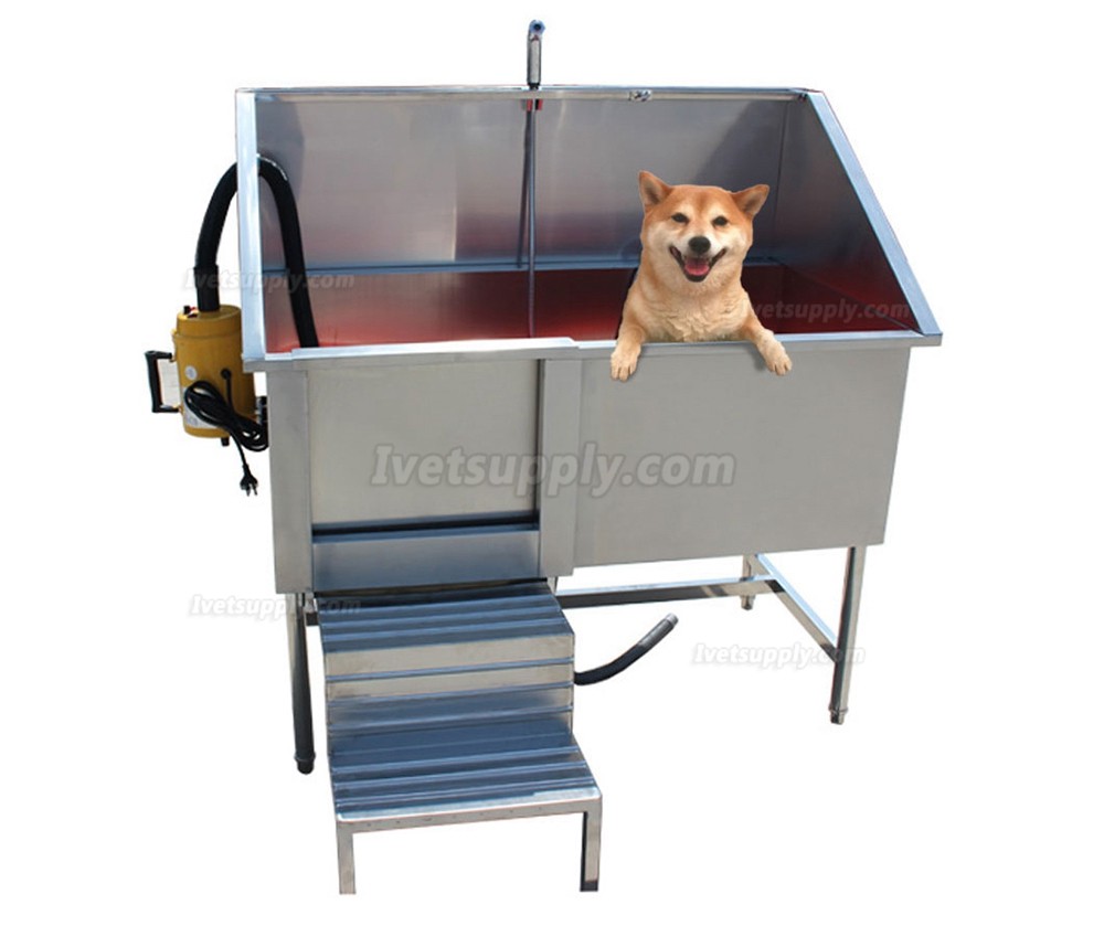 Stainless Steel Dog Cat Pet Pedal Bath Sink WT-12 With Hair Drier Machine And Sliding-door