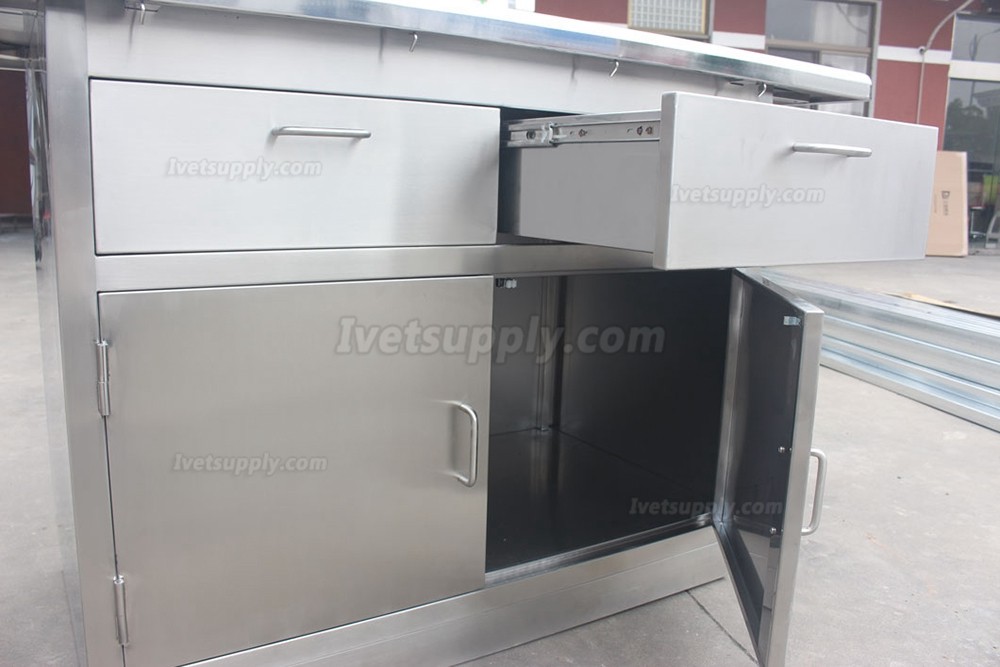 Veterinary stainless steel examination treatment table WT-32 with drawers and cabinets