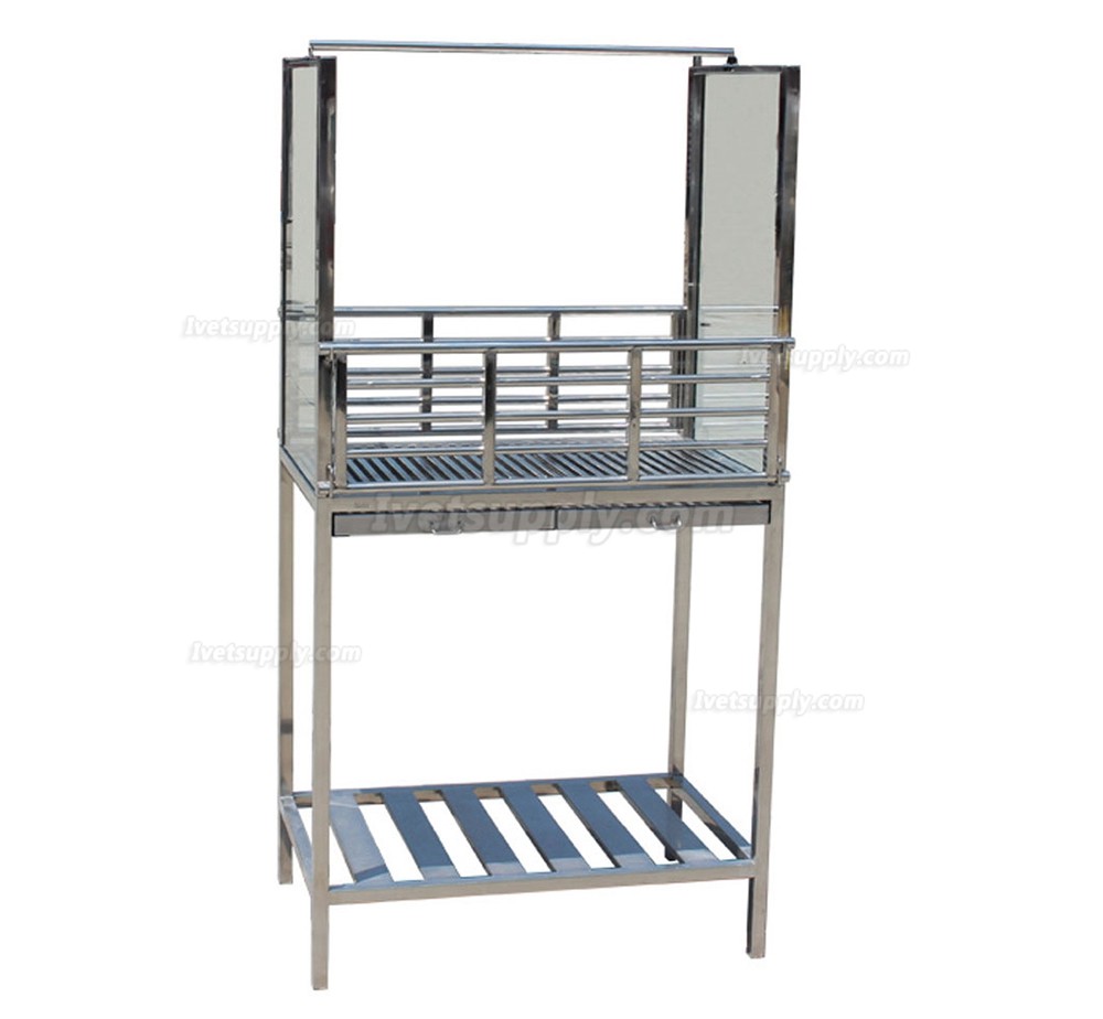 Veterinary Stainless Steel Movable Infusion Table WT-37 With Glass Baffle