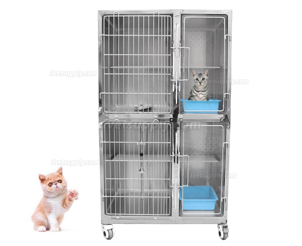 Veterinary Stainless Steel Pet Cage Mobile Dog Cat Cage WTC-02 - 4 Units